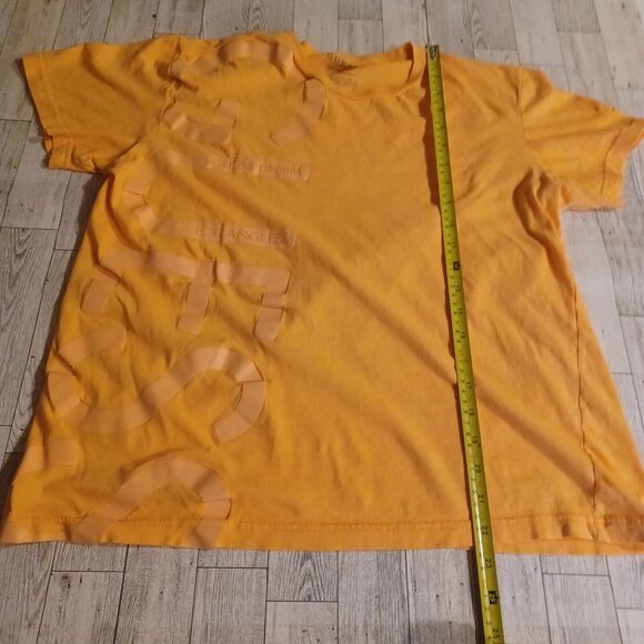 Guess Shirt Mens Large Yellow Short Sleeve Spellout Striped Tee - Picture 5 of 7